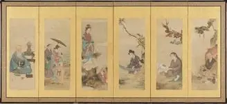 Folding screens depicting Ryukyu genre scenes by Higa Seisei