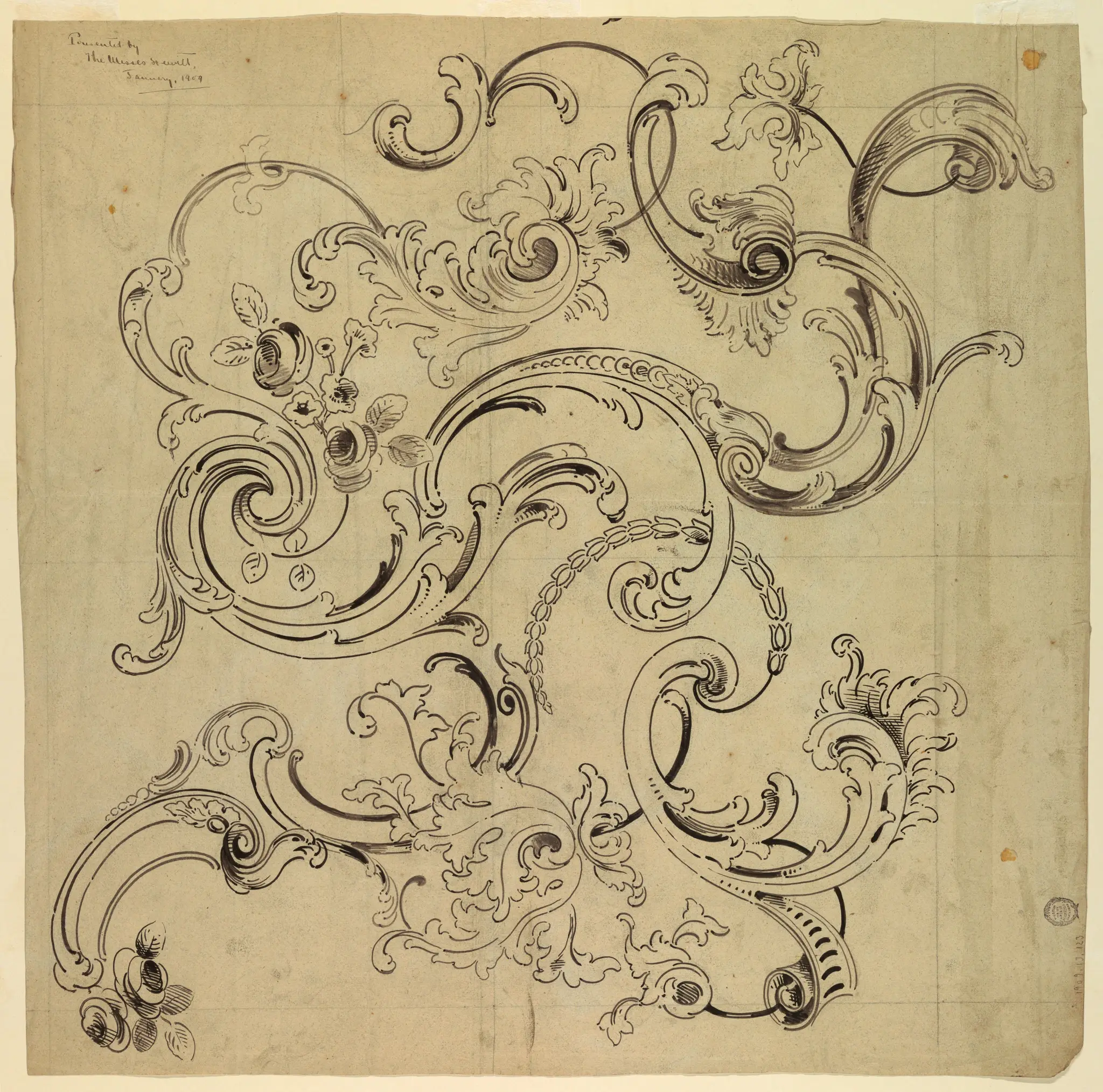 Drawing, Design for a Wallpaper or Textile by Sarah Cooper Hewitt; Eleanor Garnier Hewitt