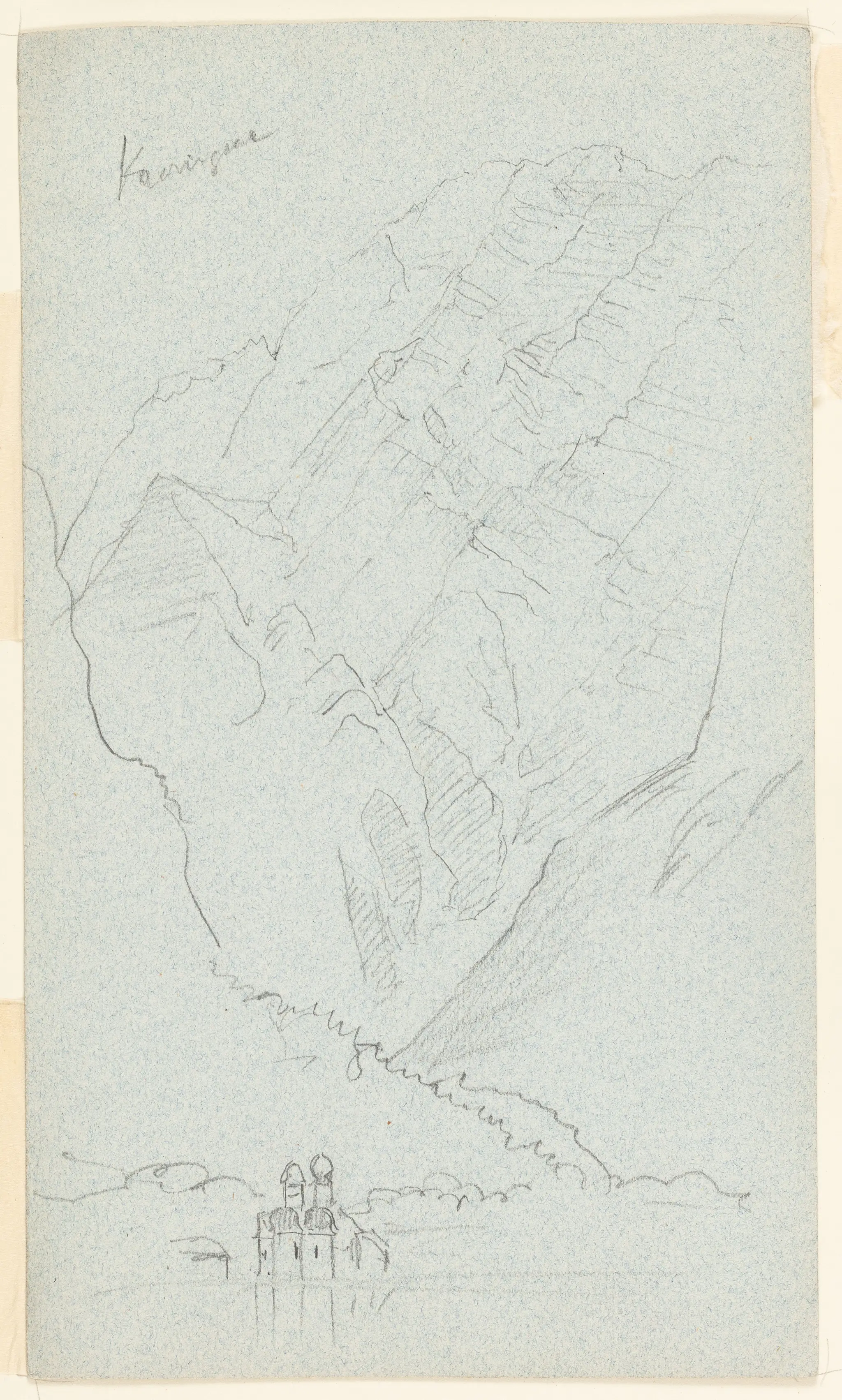 Drawing, St. Bartholomew's and the Watzmann from the Königssee, Bavaria (Germany) by Frederic Edwin Church