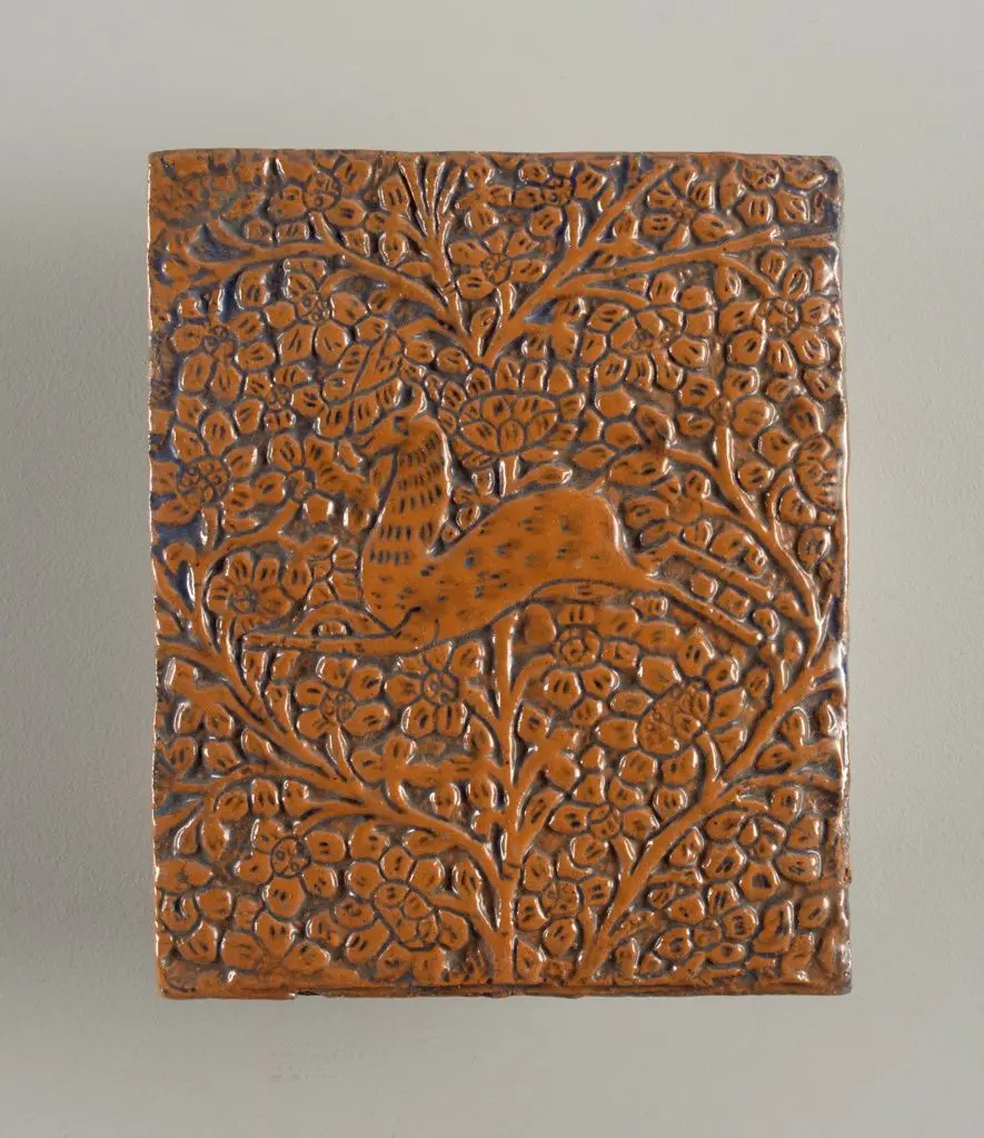 Persian Antelope Tile by Moravian Pottery and Tile Works