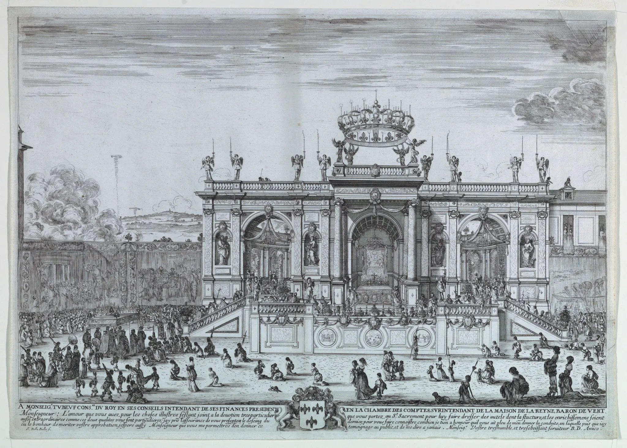 Print, The Exposition of the Holy Sacrament, Attended by Louis XIV and His Mother, Anne of Austria by Stefano della Bella