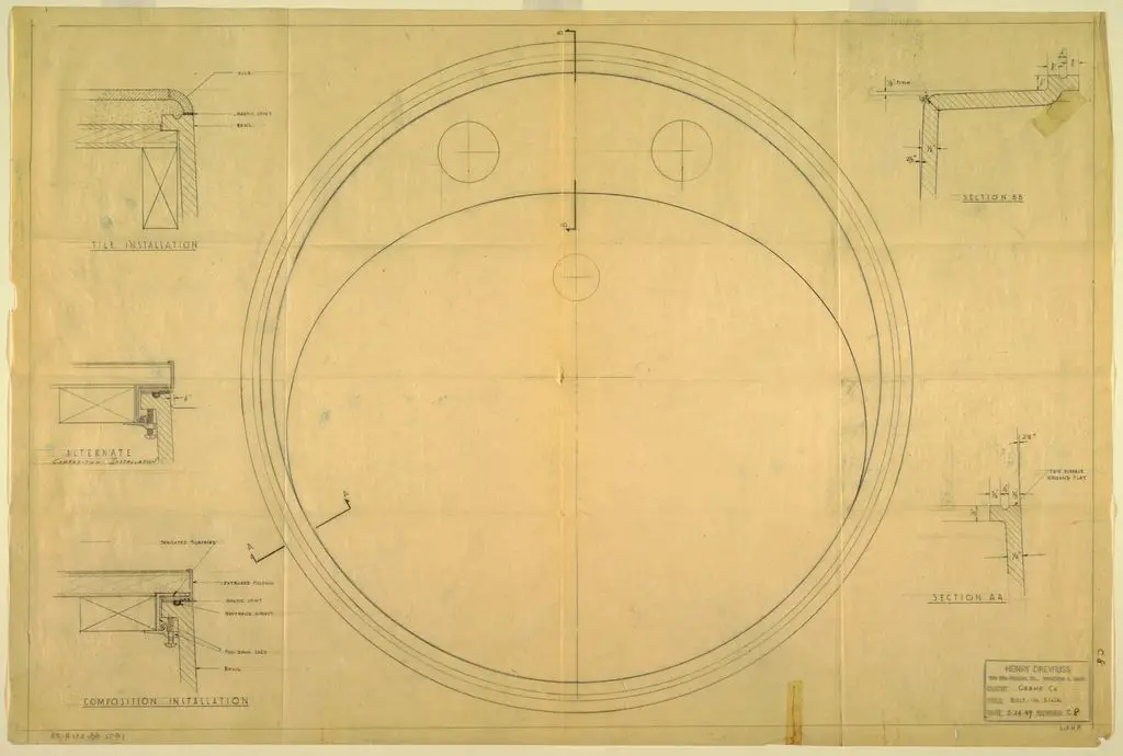 Drawing, Plan for a circular sink, for Crane Co. by Henry Dreyfuss
