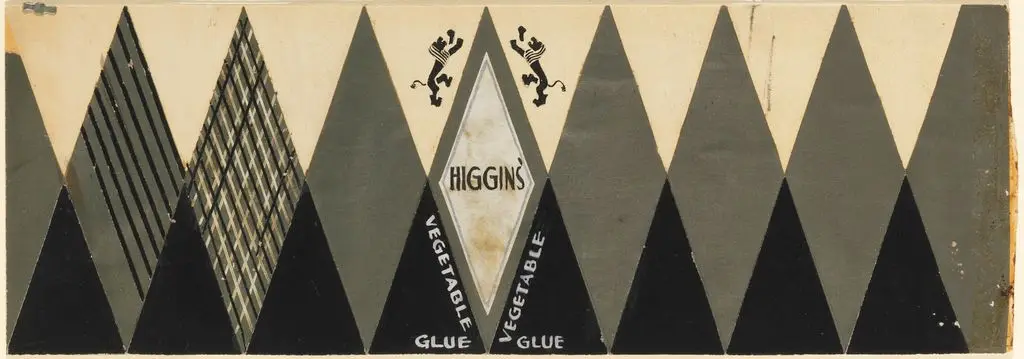 Drawing, Design for Product Label, Higgins' Vegetable Glue by Henry Dreyfuss