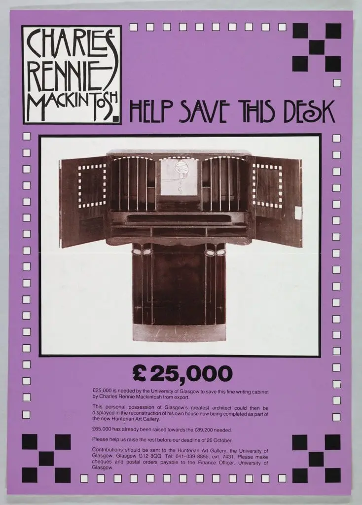 Poster, Help Save this Desk by Charles Rennie Mackintosh