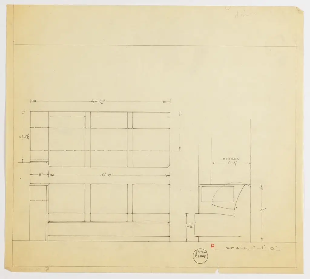 Drawing, Sofa by Donald Deskey; Donald Deskey Associates