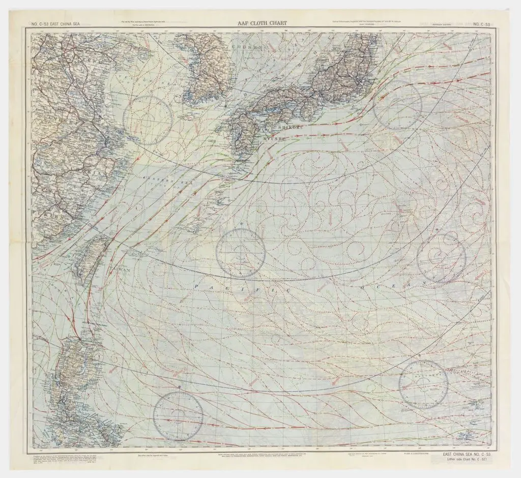 Escape Map, C-52 Japan and South China Seas and C-53 East China Sea by Army Air Forces