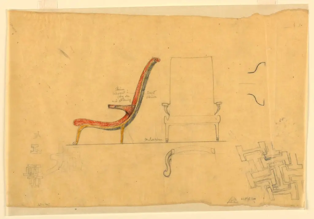 Drawing, Design for an Armchair and Chair for the Swedish Pavilion, Paris Exposition of 1925 by Erik Gunnar Asplund