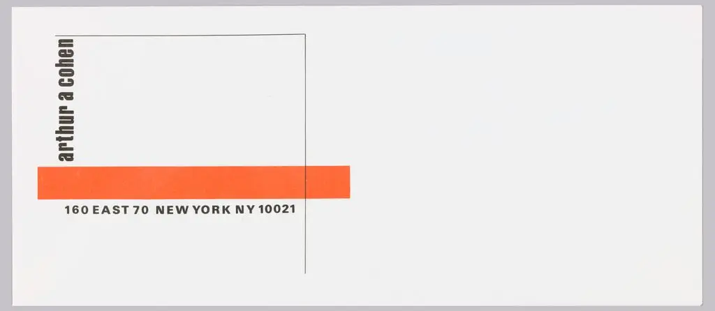 Envelope, Arthur A. Cohen, 160 East 70th Street, New York, NY by Elaine Lustig Cohen