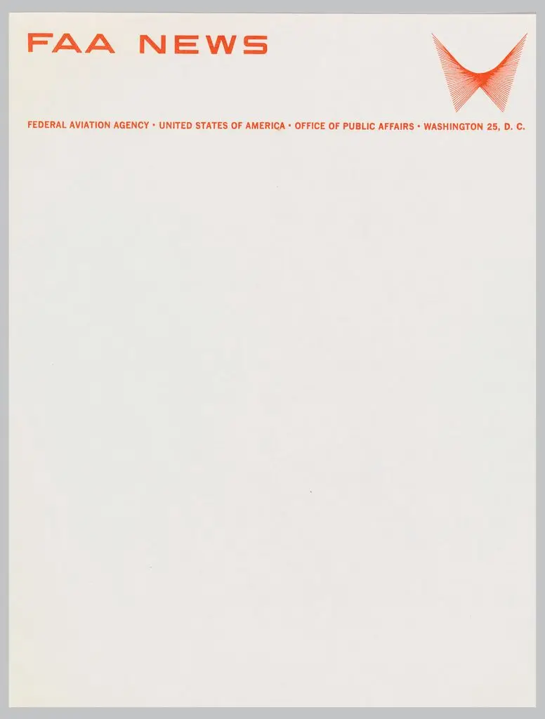 Letterhead, Federal Aviation Agency News, Washington, D.C. by Elaine Lustig Cohen