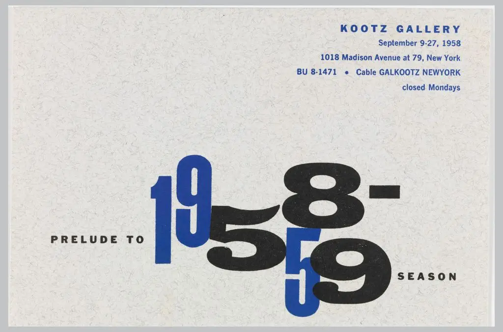 Print, Invitation, Prelude to 1958-59 Season, Kootz Gallery, New York, NY by Elaine Lustig Cohen