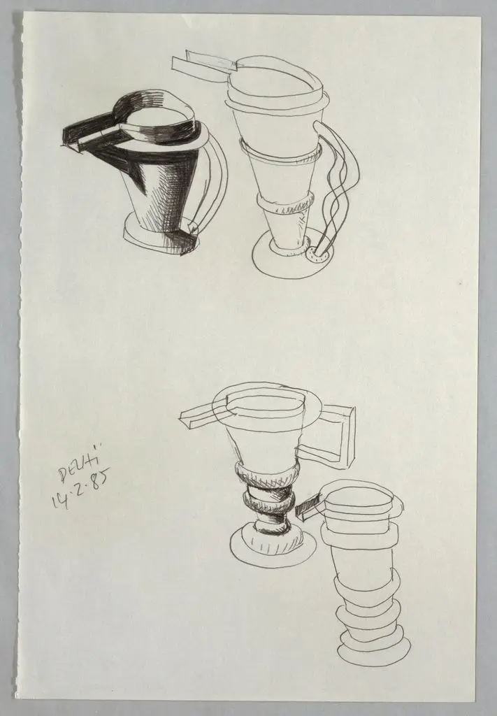 Drawing, Designs for Four Coffee Pots by Ettore Sottsass