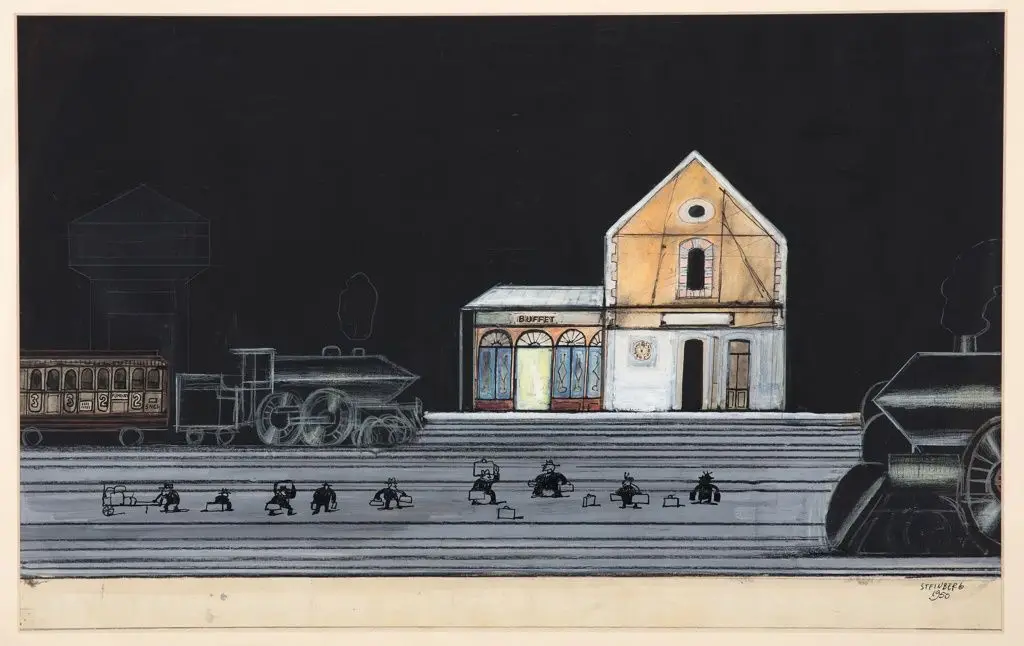 Drawing, French Railway by Saul Steinberg