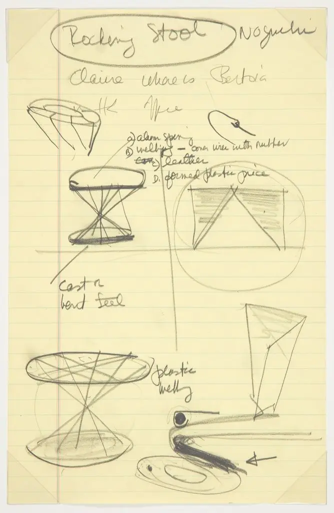 Drawing, Design for Rocking Stool by Isamu Noguchi