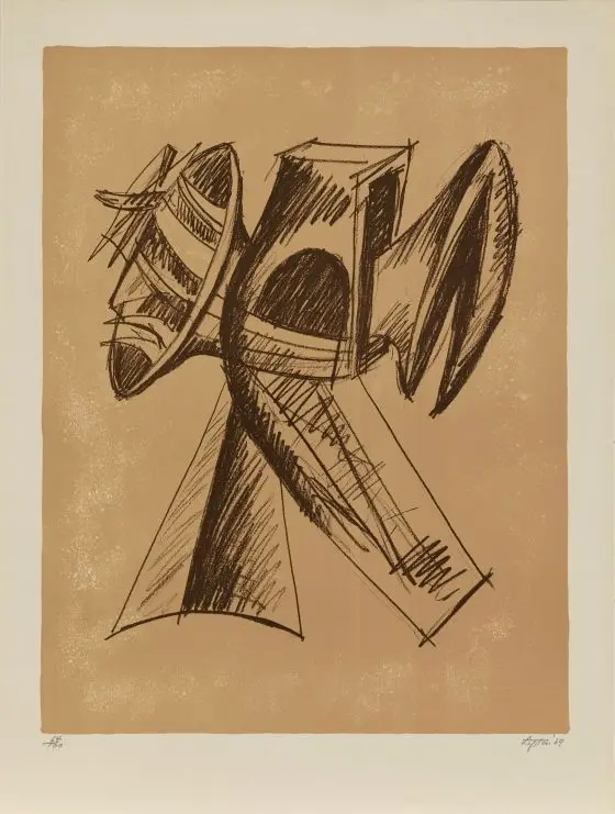 Print from Study for Sculptures by Seymour Lipton