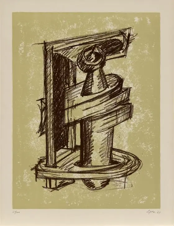 Print from Study for Sculptures by Seymour Lipton