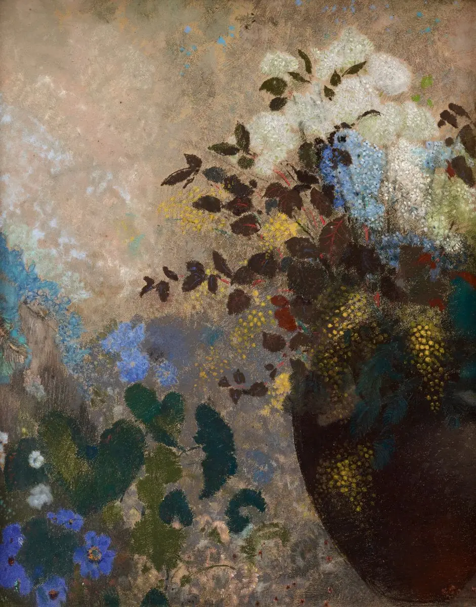Flowers in a Black Vase by Odilon Redon