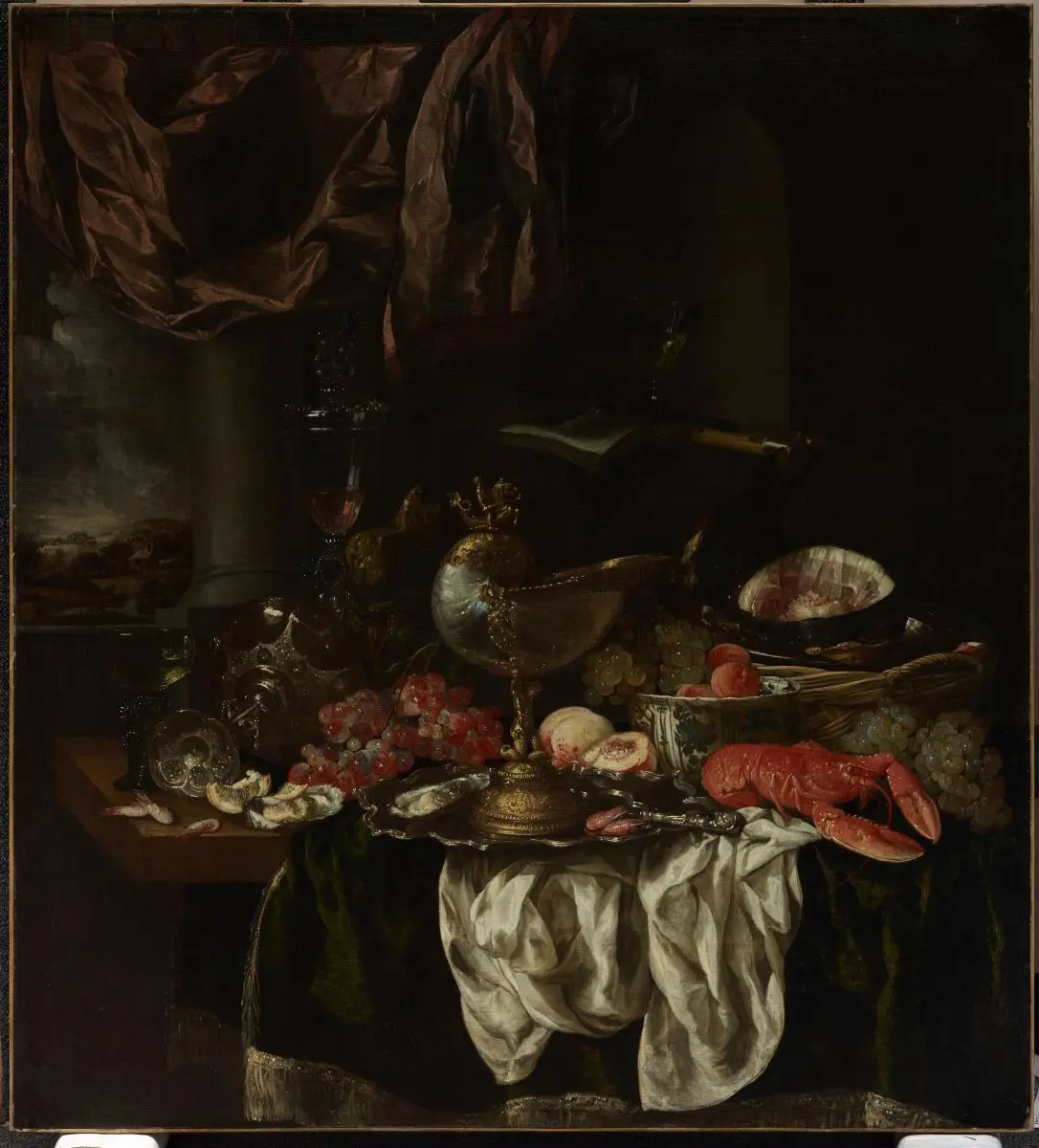 Still Life with Landscape by Abraham Hendricksz van Beyeren