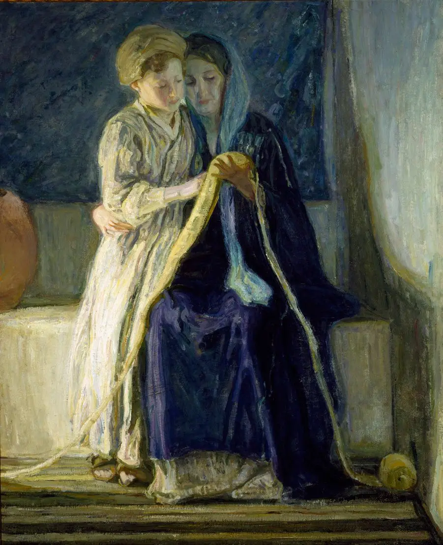 Christ and His Mother Studying the Scriptures by Henry Ossawa Tanner