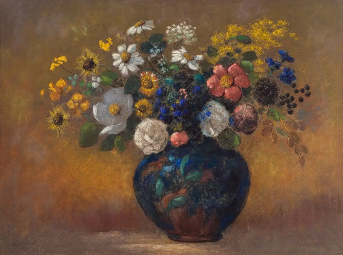 Wild Flowers in a Vase by Odilon Redon