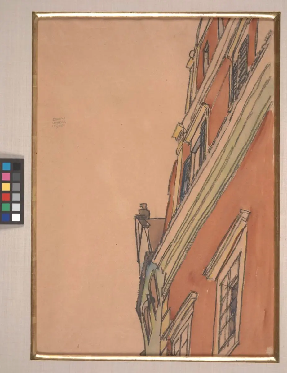 Front View of a Building (Krumau House) by Egon Schiele