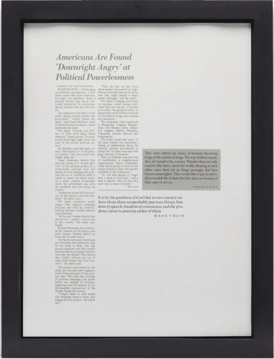 A Play: News from Kafka and a Quote II by Joseph Kosuth