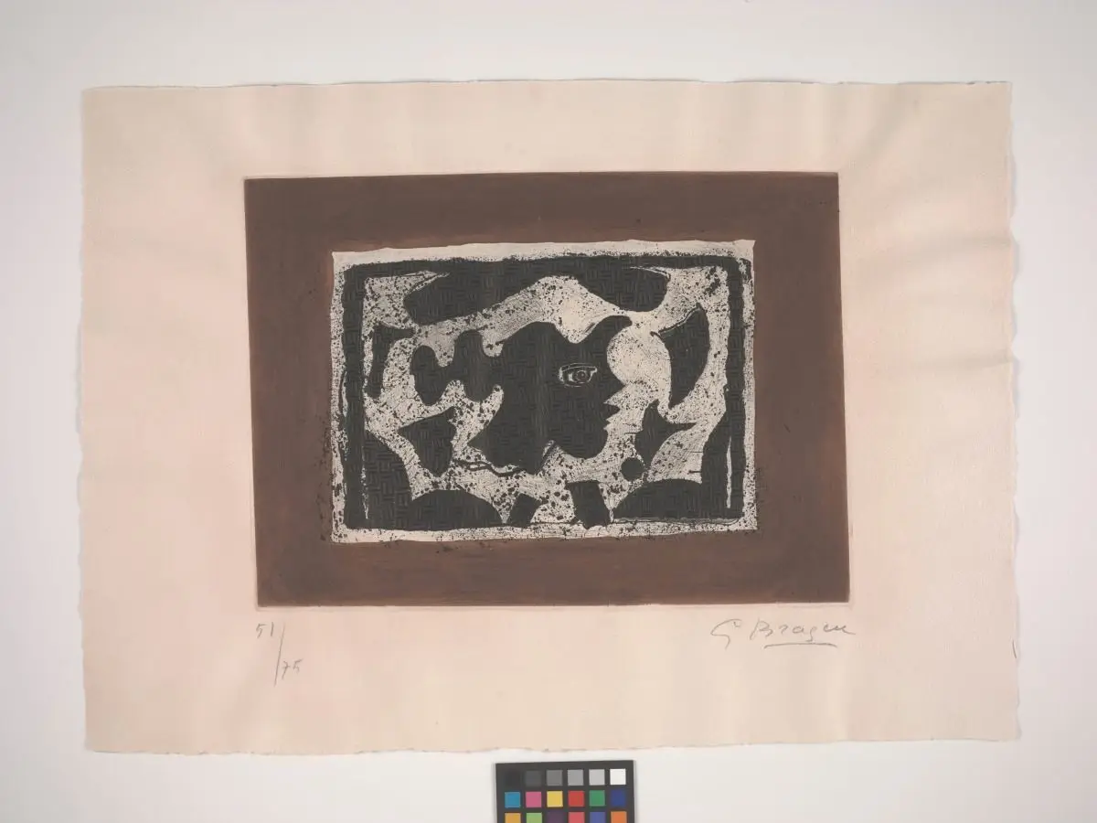 Grecian Head on Brown Background by Georges Braque