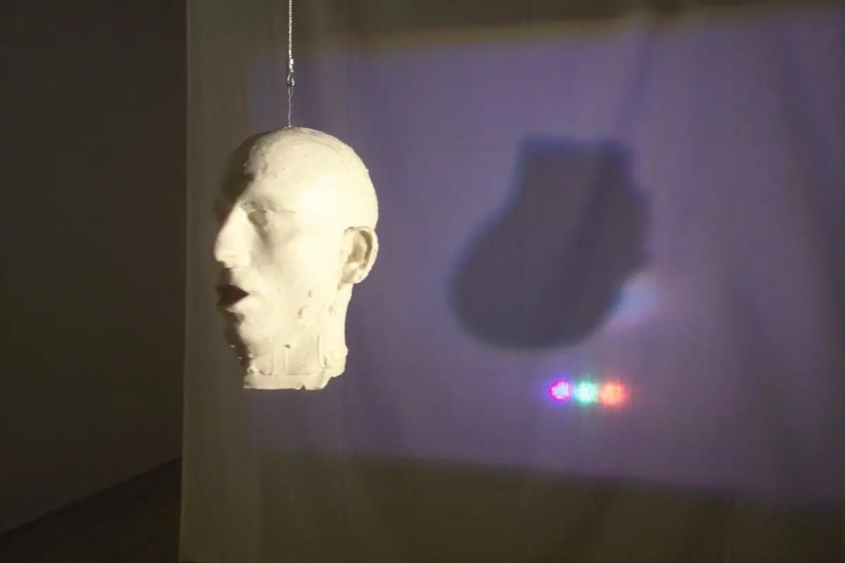 Shadow Puppet Spinning Head by Bruce Nauman