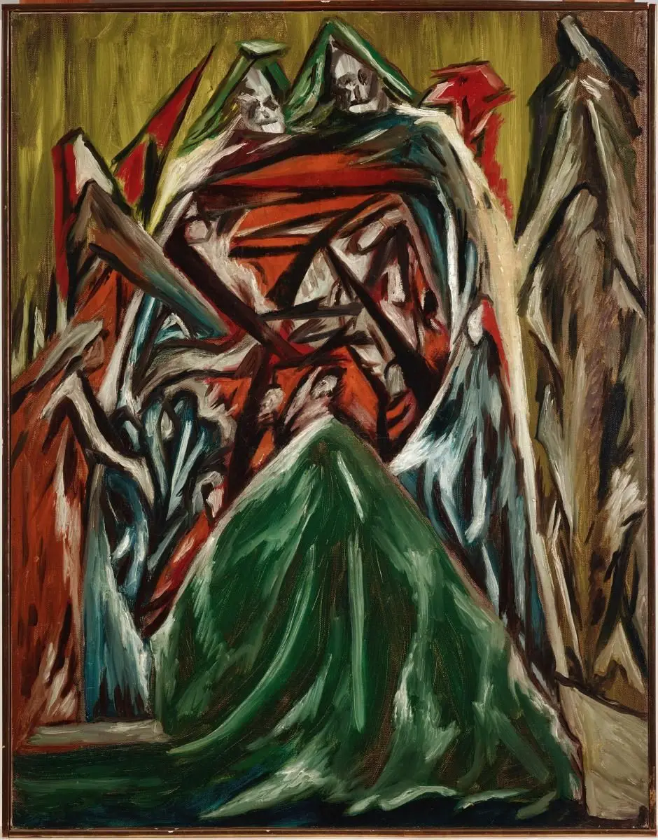 Figure Kneeling Before Arch with Skulls by Jackson Pollock