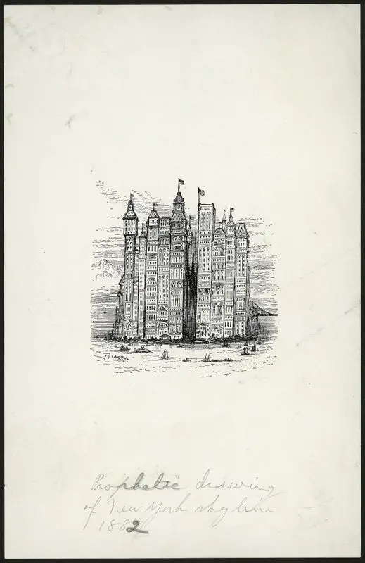 Prophetic drawing of New York skyline by Nast