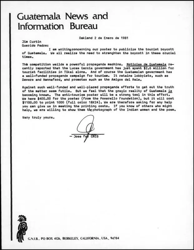 Letter about tourism boycott poster by Unknown artist