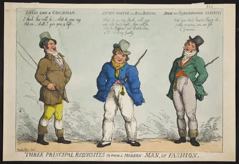 Three principal requisites to form a modern man of fashion by Rowlandson