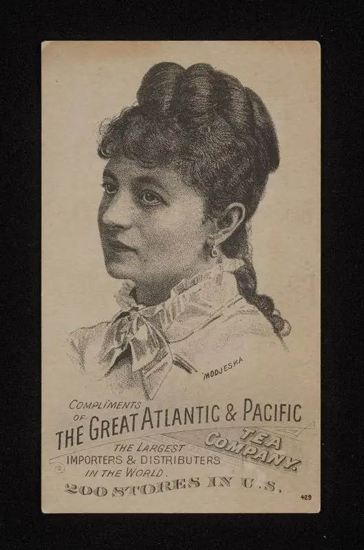 The Great Atlantic and Pacific Tea Company [with portrait of Helena Modjeska]. by Unknown artist