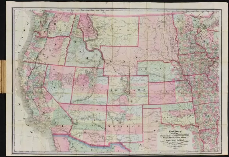 Colton's map of the states and territories west of the Mississippi River to the Pacific Ocean [map] : showing the overland routes, projected rail road lines, &c. / by G.W. & C.G. Colton by G.W. & C.B. Colton & Co.