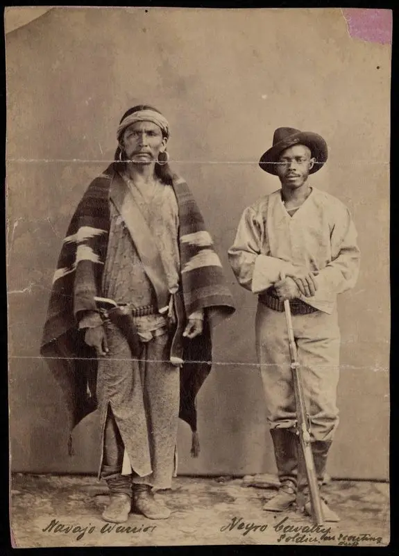Wittick, Ben, Photograph of a Navajo Warrior and an African American Soldier by Wittick, Ben