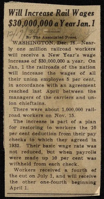 Will increase rail wages $30,000,000 a year Jan. 1 by Associated Press