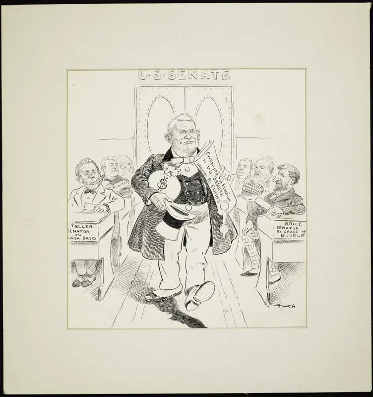 "Stephen B. Elkins Entering the Senate to Claim the Seat he has Bought by Liberal Contributions to Party Funds." by Hutching, F. M.