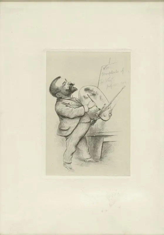 Caricature self-portrait at easel [copy 1]. by Nast