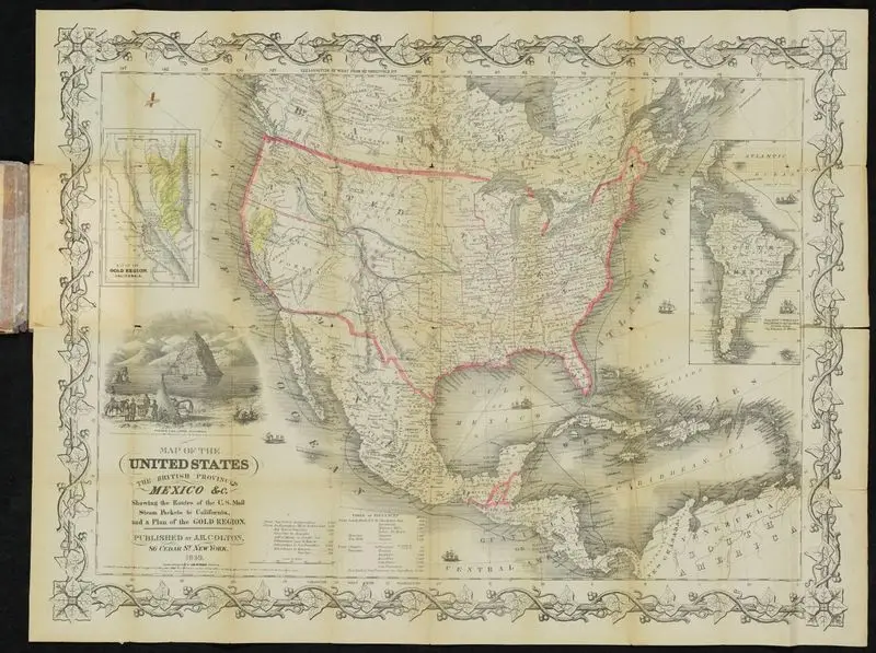 Colton's map of the United States, Mexico, &c., showing the gold region in California by Colton, J. H. (Joseph Hutchins), 1800-1893