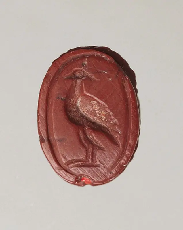Two-sided red jasper gem with a bird and scarab, Etruscan by Unknown artist