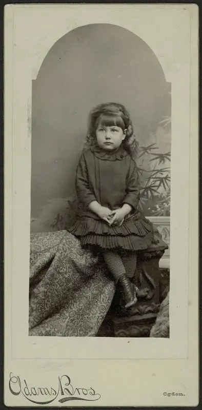 Studio portrait of a little girl, likely taken in Ogden, Utah by Adams Brothers Portrait Landscape Photography (Firm)