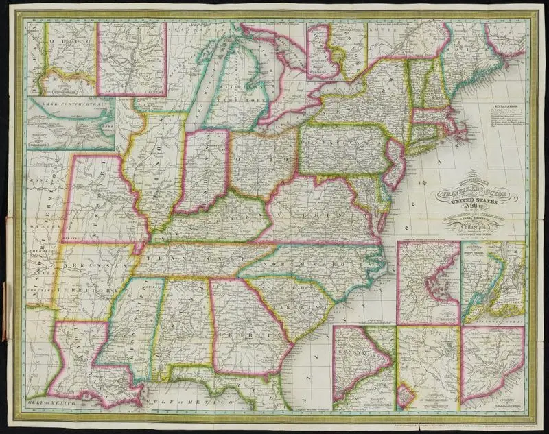 Mitchell's traveller's guide through the United States : containing the principal cities, towns, &c., alphabetically arranged : together with the stage, steam-boat, canal, and railroad routes, with the distances, in miles, from place to place : illustrated by an accurate map of the United States by Mitchell, S. Augustus (Samuel Augustus), 1792-1868