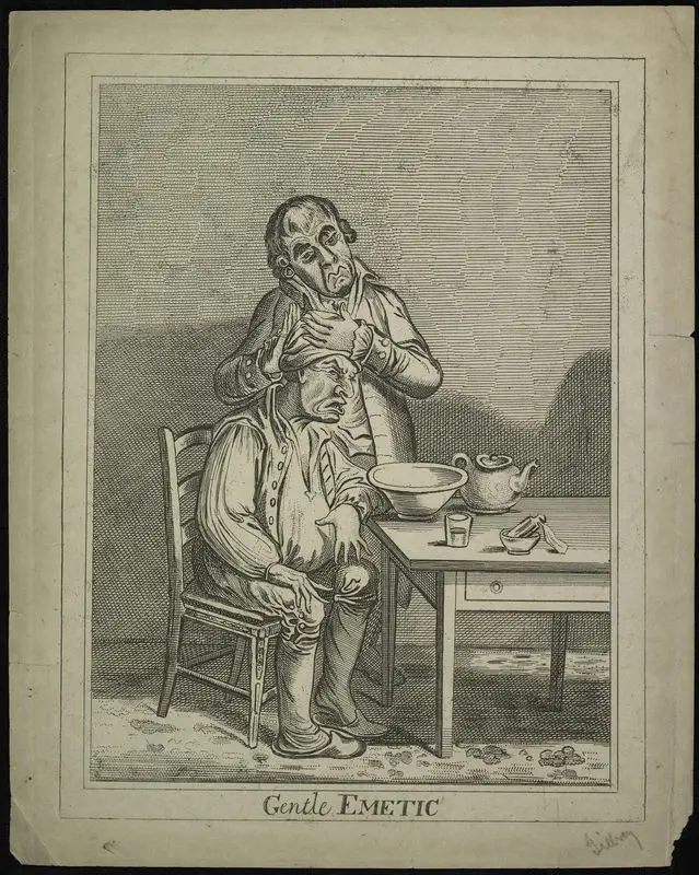 Gentle emetic [reverse print]. by Gillray