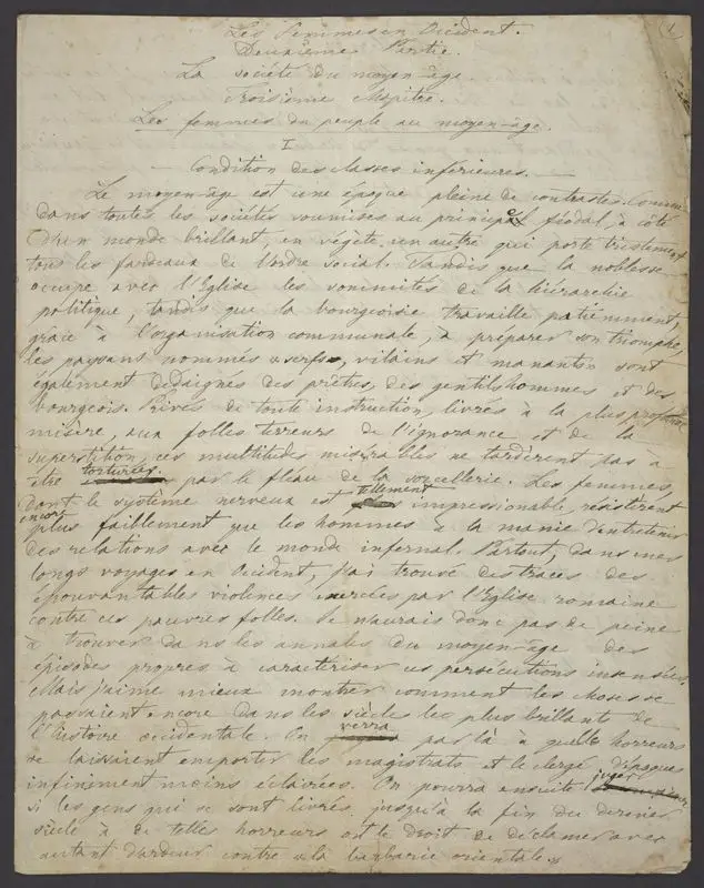 femmes en Occident : manuscript, [ca. 1862]. by Istria, Dora d', comtesse, 1828-1888