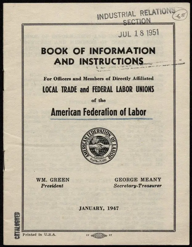 Books of information and instructions by Local Trade and Federal Labor Unions of the
