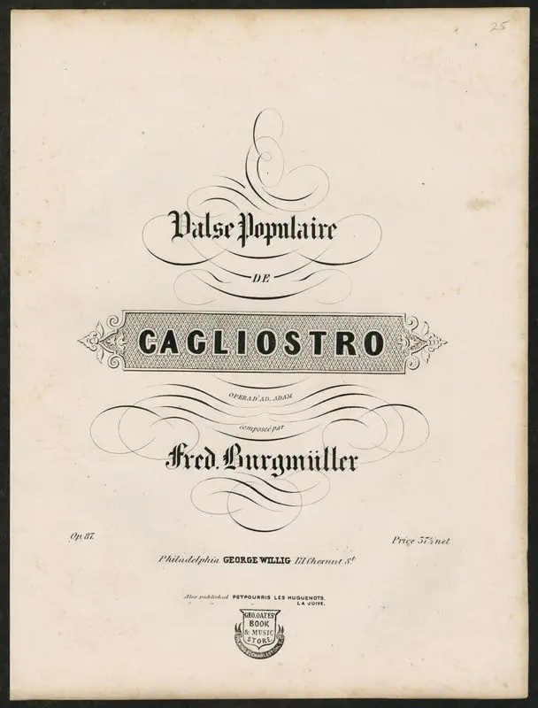 Valse populaire de Cagliostro, op. 87 / opéra d'Ad Adam ; composée par Fred. Burgmüller by Burgmüller