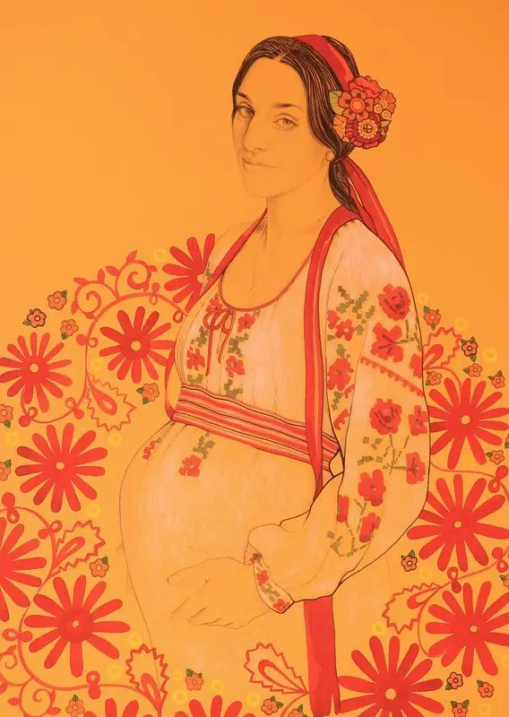 Woman Berehyni͡a. She will be mother she have a son by Cherevan, Tetiana