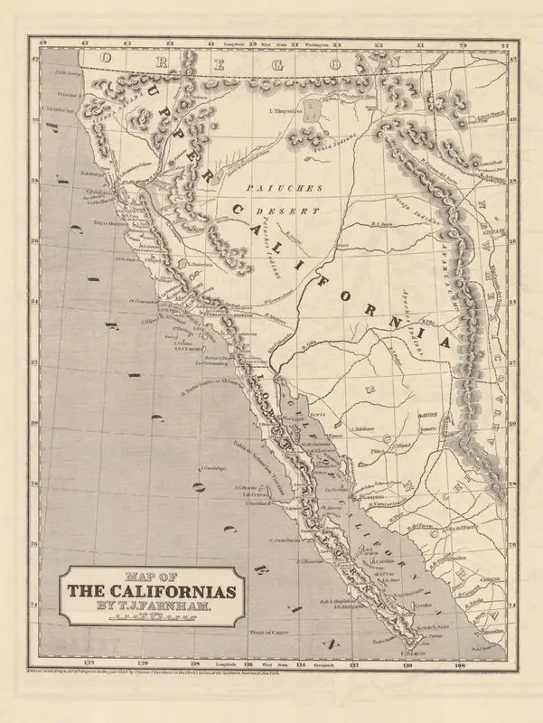 Map of the Californias by Farnham, Thomas Jefferson, 1804-1848