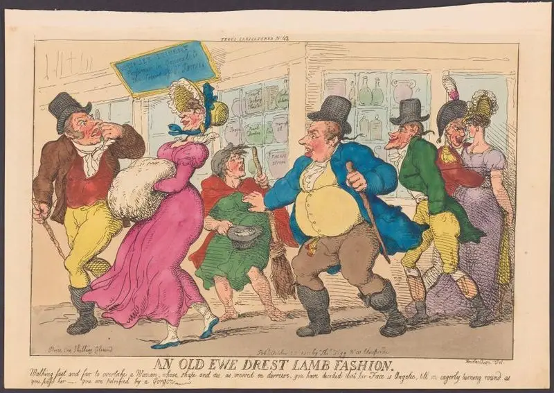 An old ewe drest lamb fashion by Rowlandson