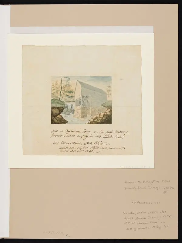 Mill at Parkman Town on the headwater of Grand River emptying into Lake Erie-New Connecticut State Ohio. by Constable