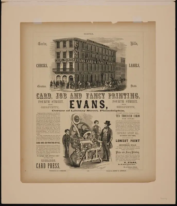 Evans : card, job and fancy printing, Fourth Street below Chestnut ... / printed by Henry B. Ashmead. by Ashmead, Henry Buckley